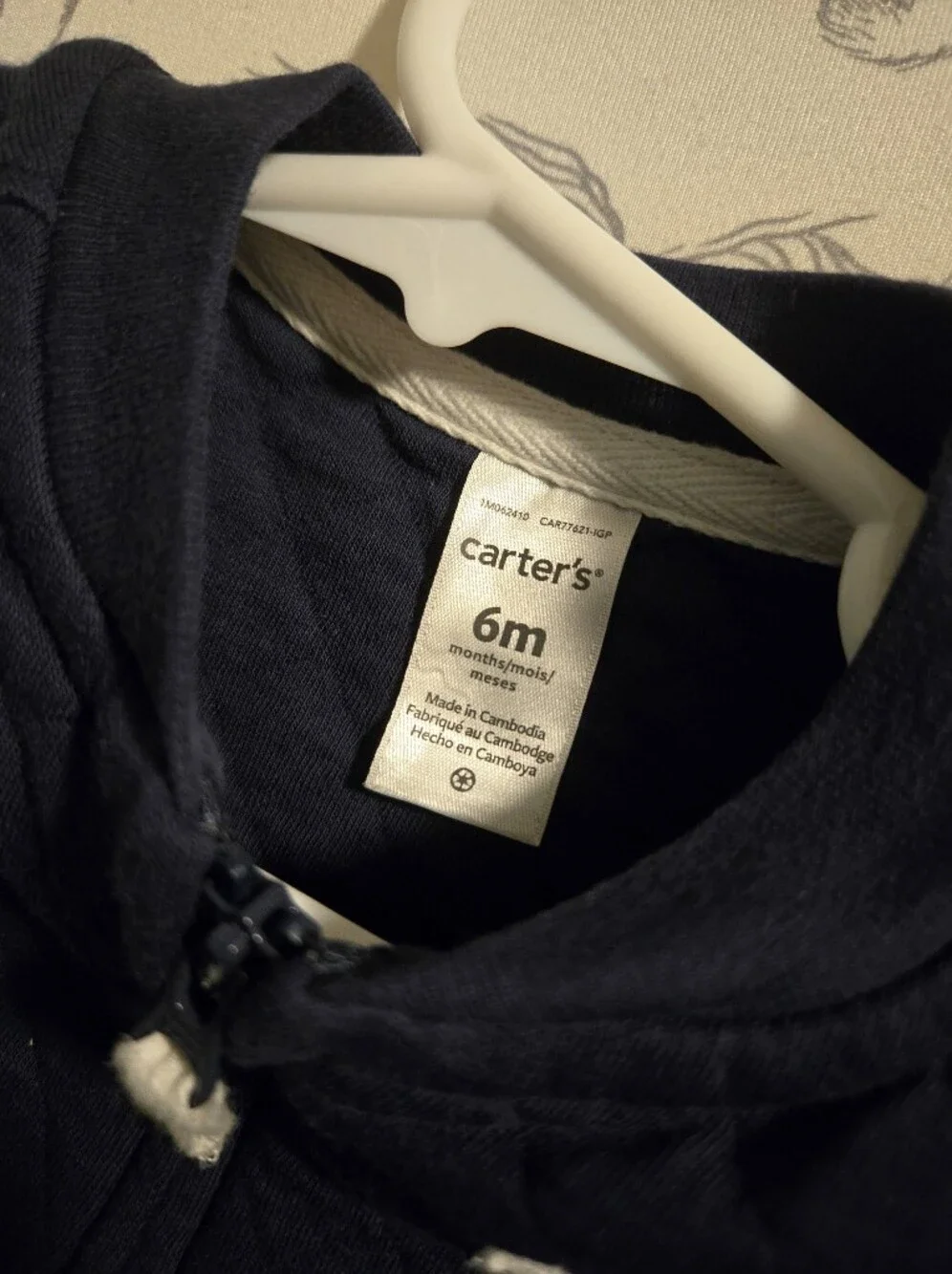 Carter's Navy Quilted Zip Front Hoodie Happiest Little Camper